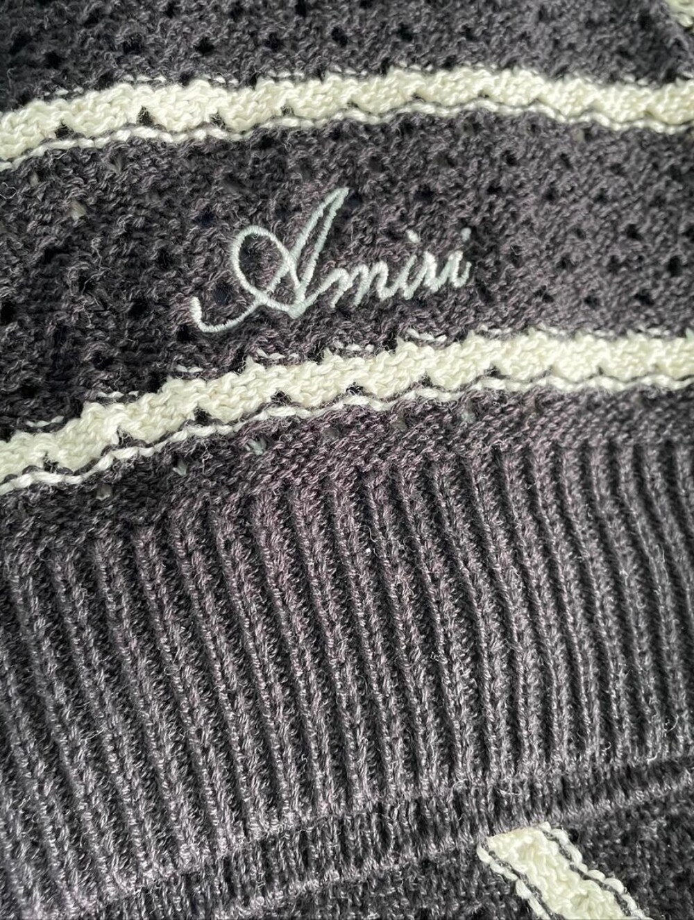 AMIRI Men's Black & White Striped Knit Shirt & Shorts Set- Size M - Picture 4 of 8